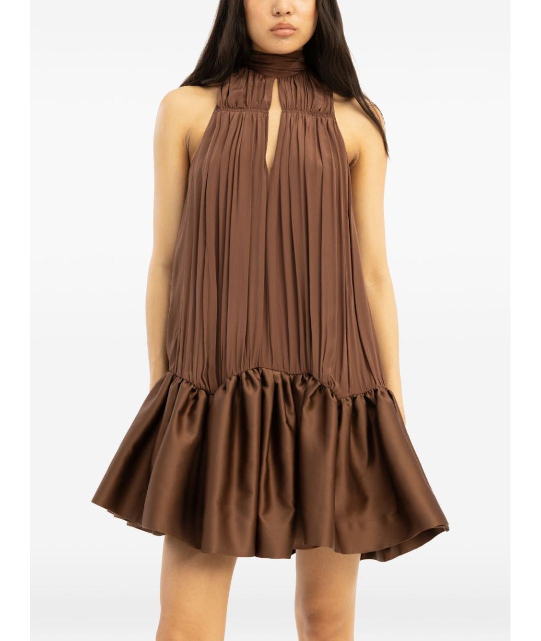 ROTATE Коричневое вискозное коктейльное платье, фото 4