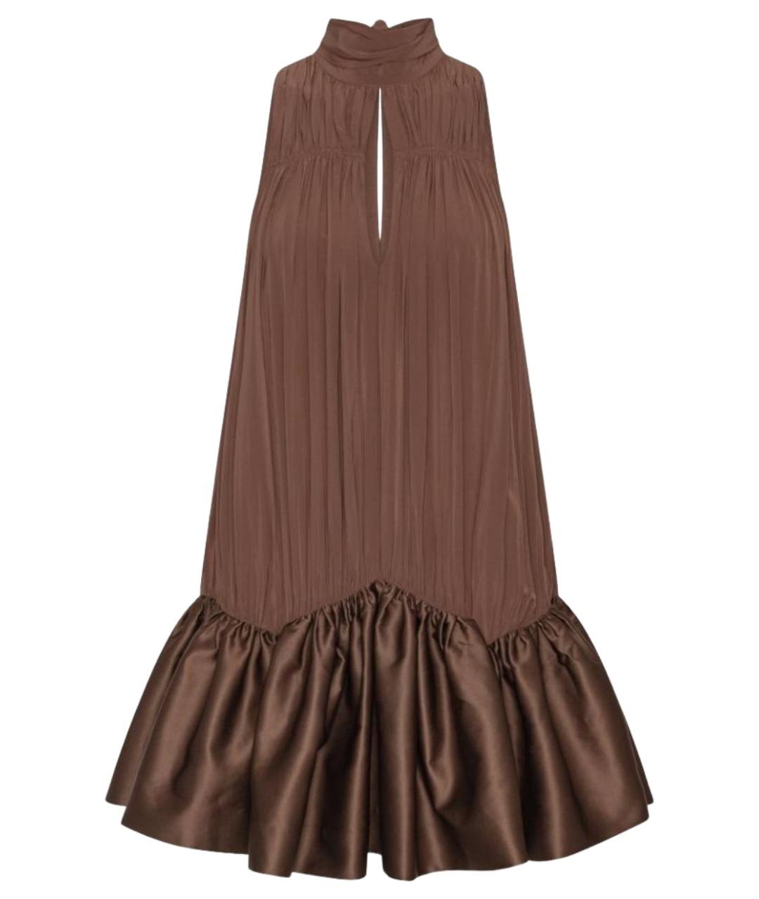 ROTATE Коричневое вискозное коктейльное платье, фото 1