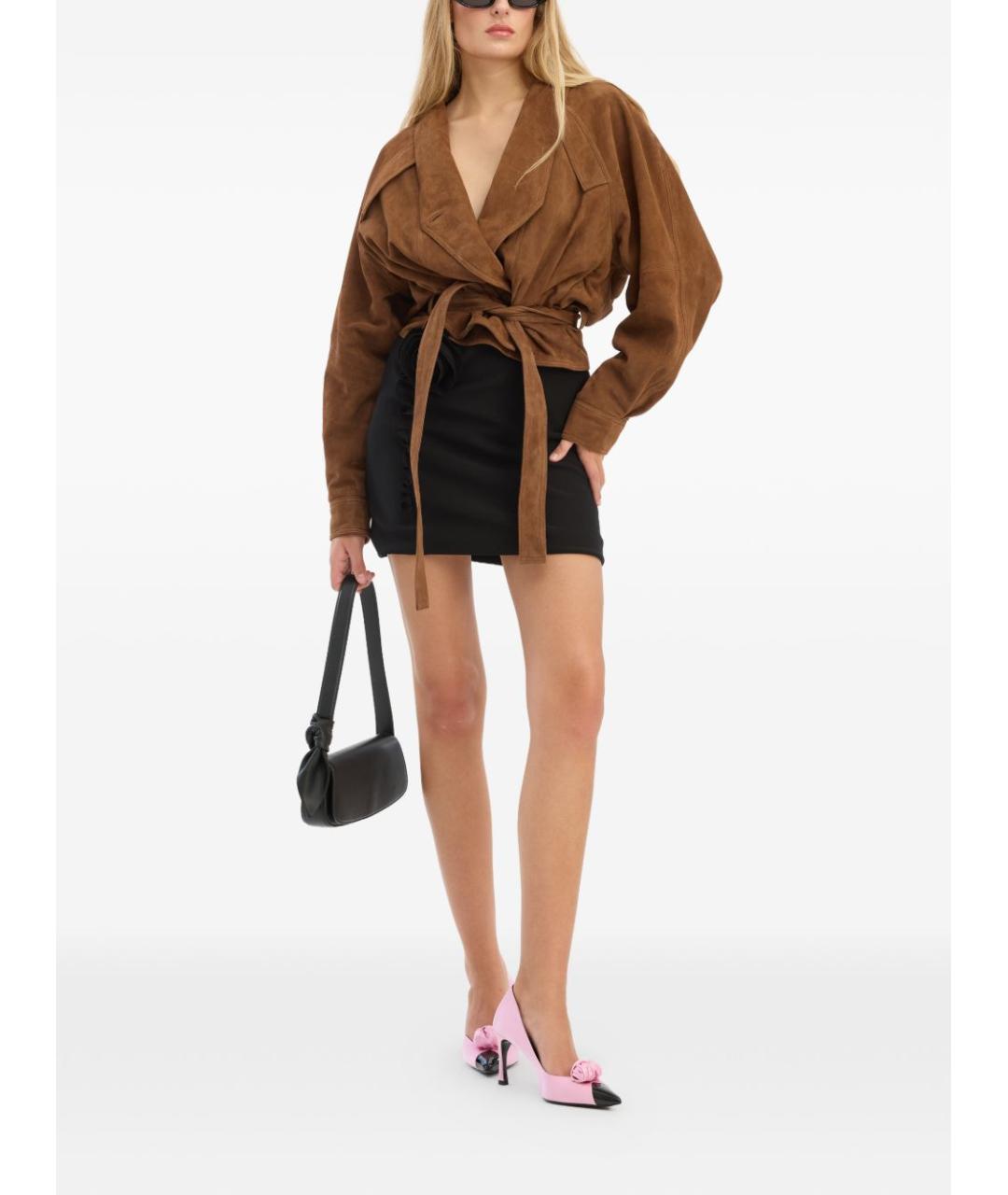 ROTATE Коричневая замшевая куртка, фото 4