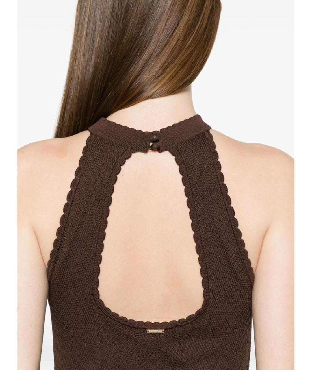 TWIN-SET Коричневое полиэстеровое коктейльное платье, фото 4