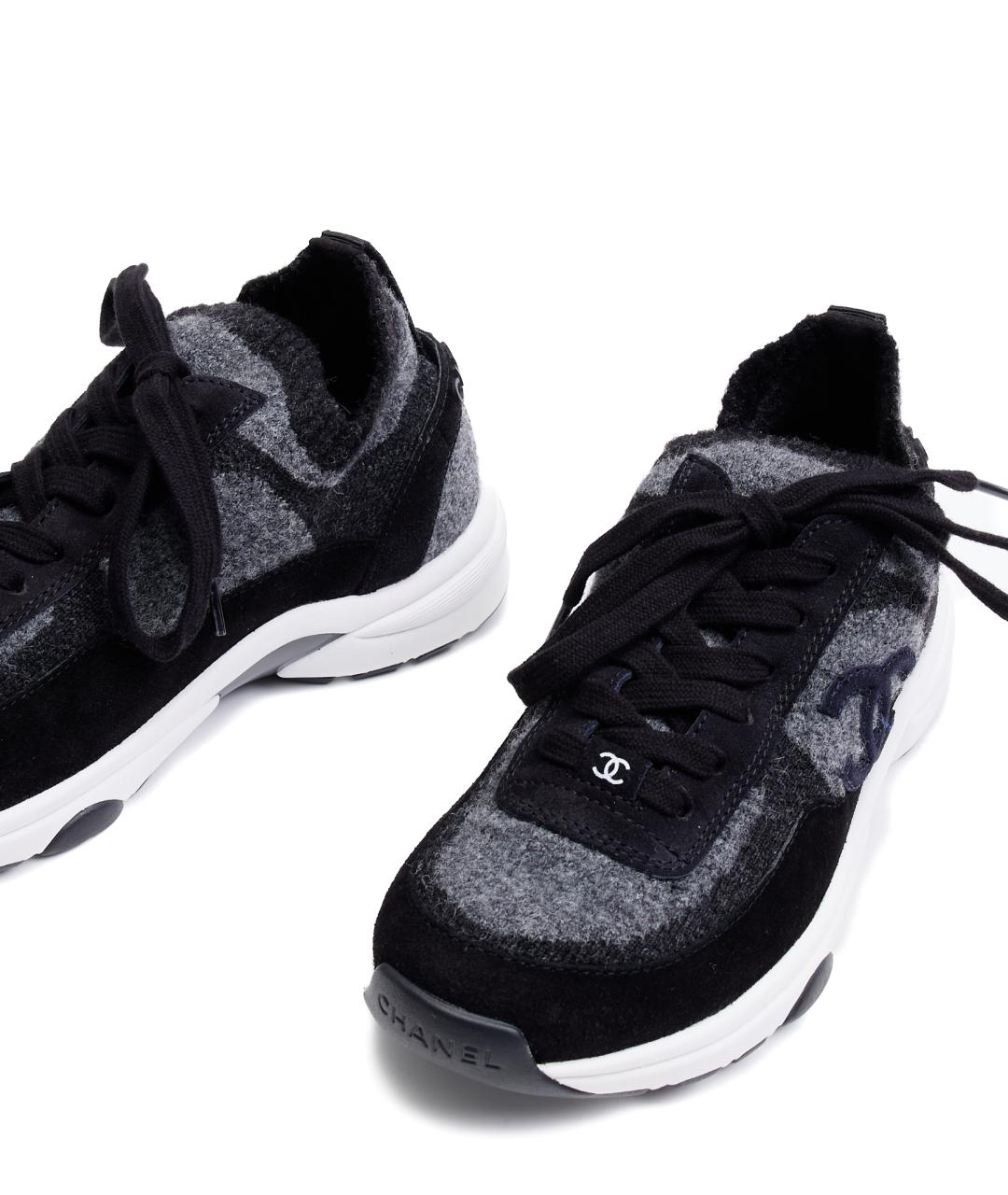 CHANEL Черные текстильные кроссовки, фото 5