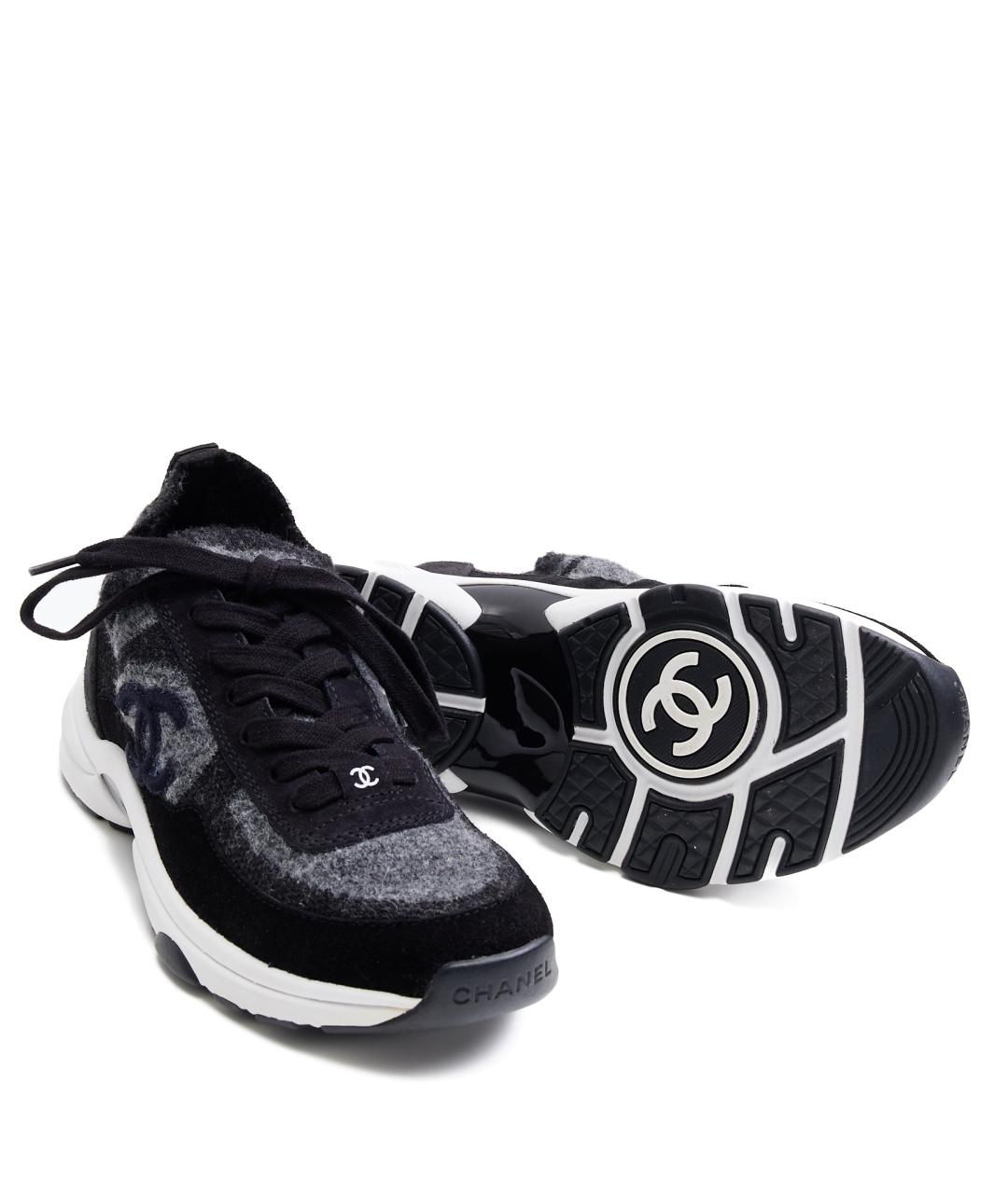 CHANEL Черные текстильные кроссовки, фото 6