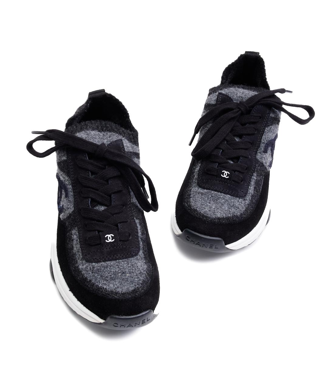 CHANEL Черные текстильные кроссовки, фото 4