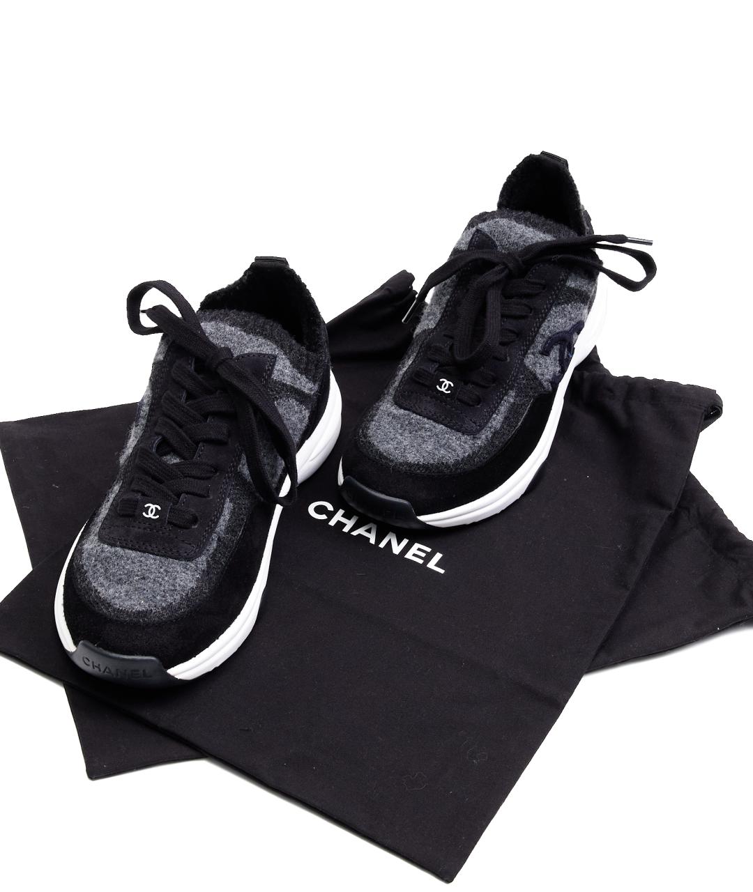 CHANEL Черные текстильные кроссовки, фото 7
