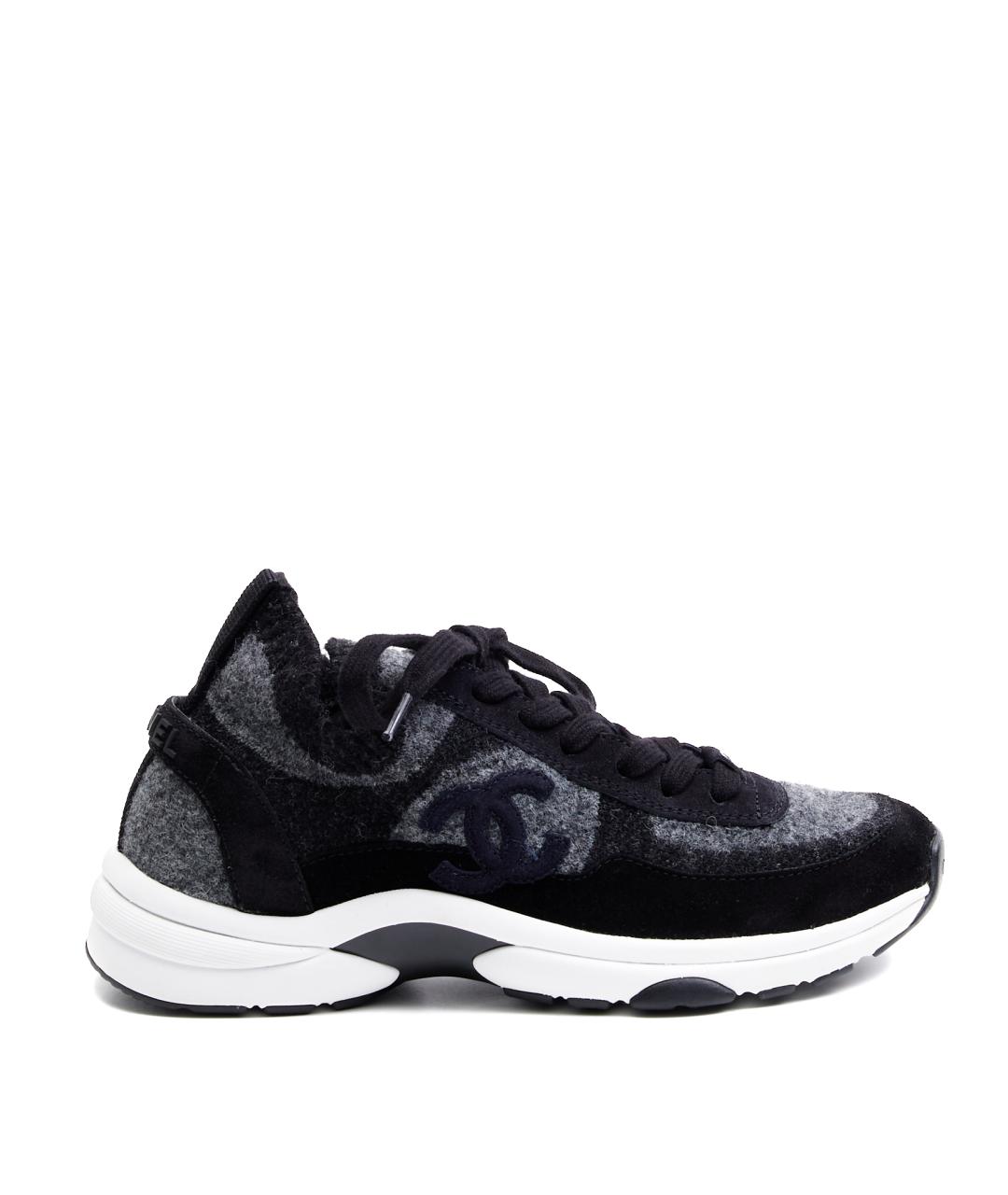 CHANEL Черные текстильные кроссовки, фото 1