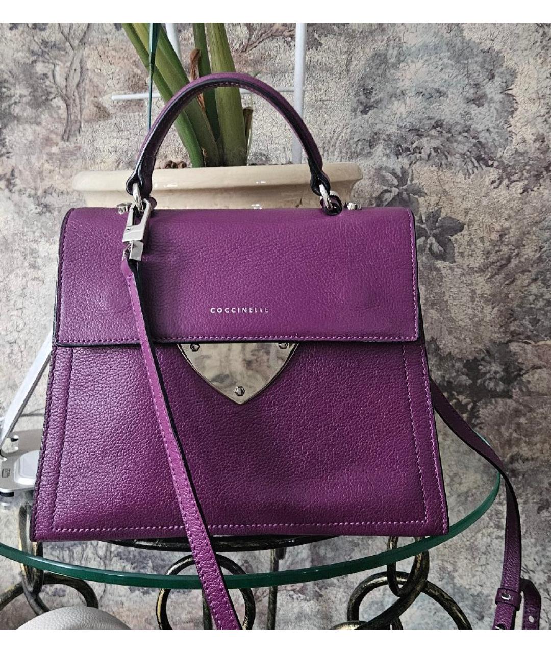 COCCINELLE Фиолетовая кожаная сумка с короткими ручками, фото 2