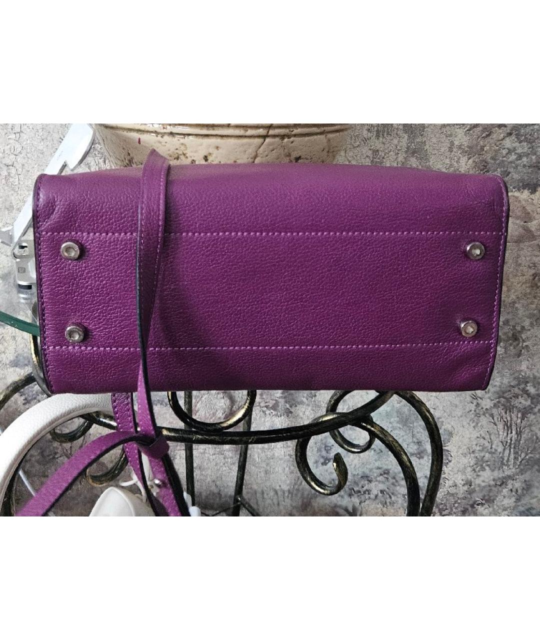 COCCINELLE Фиолетовая кожаная сумка с короткими ручками, фото 4