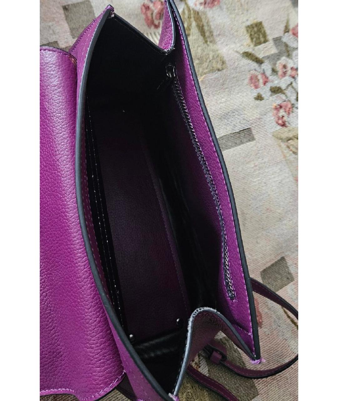 COCCINELLE Фиолетовая кожаная сумка с короткими ручками, фото 3