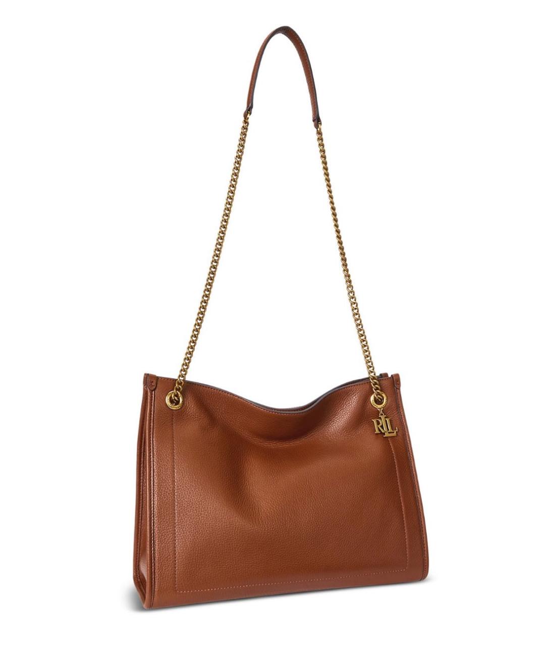 RALPH LAUREN Коричневая кожаная сумка через плечо, фото 7