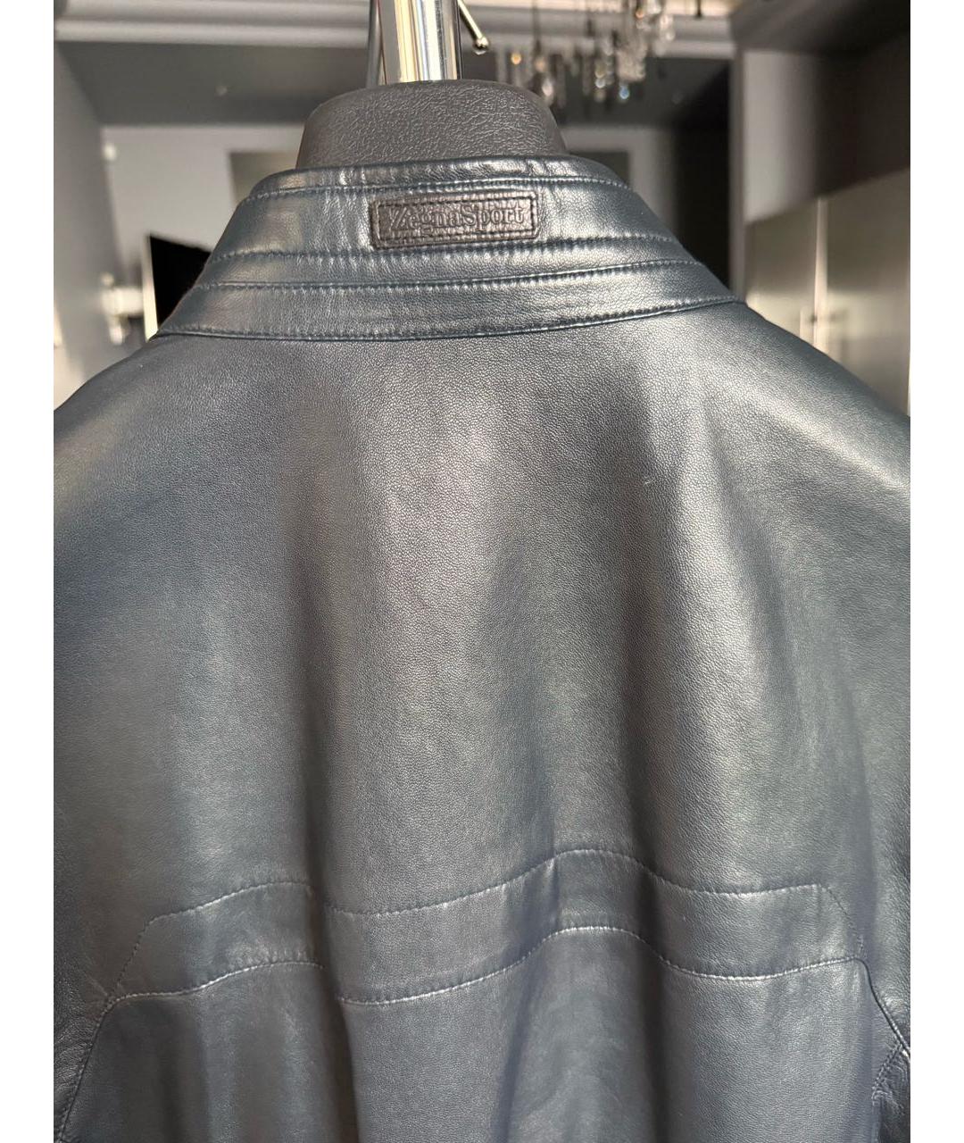 ZEGNA Темно-синяя кожаная куртка, фото 6