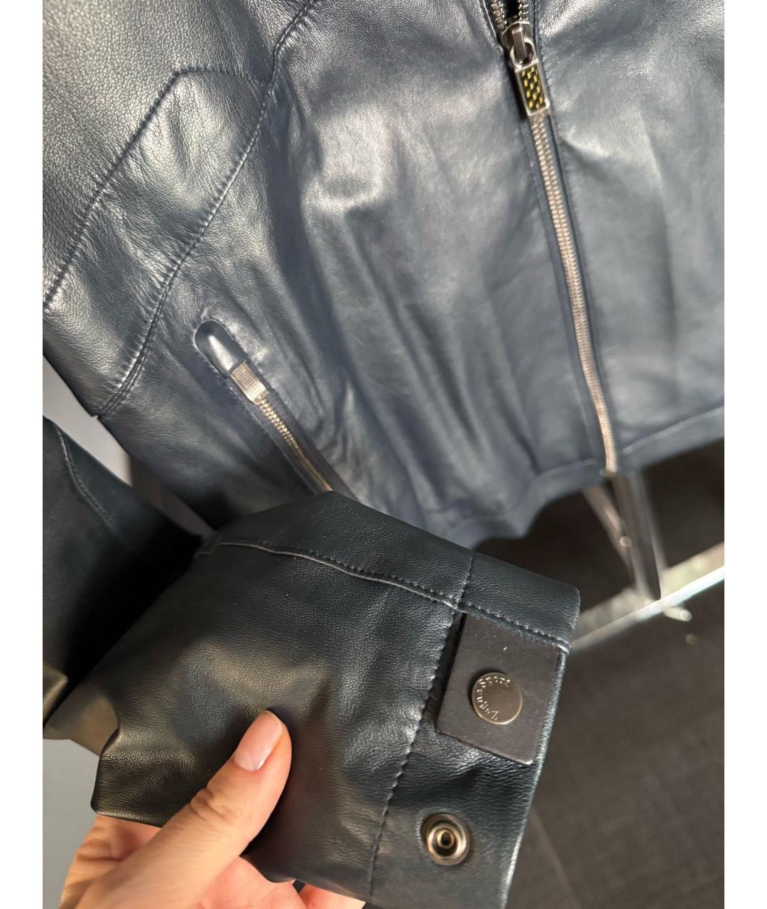 ZEGNA Темно-синяя кожаная куртка, фото 4