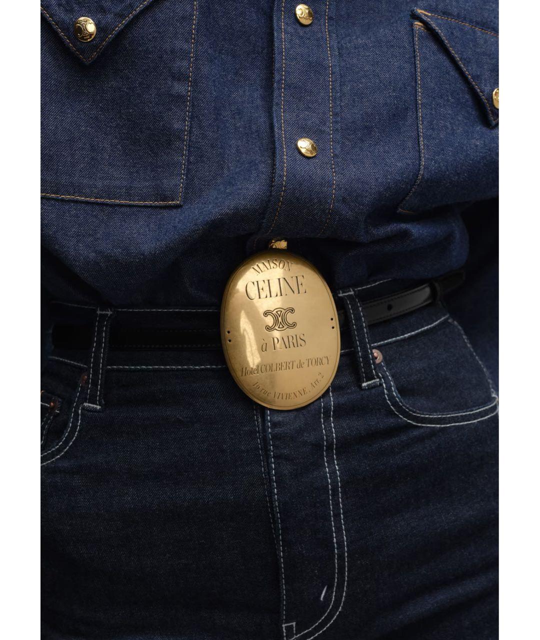 CELINE Черный кожаный ремень, фото 3