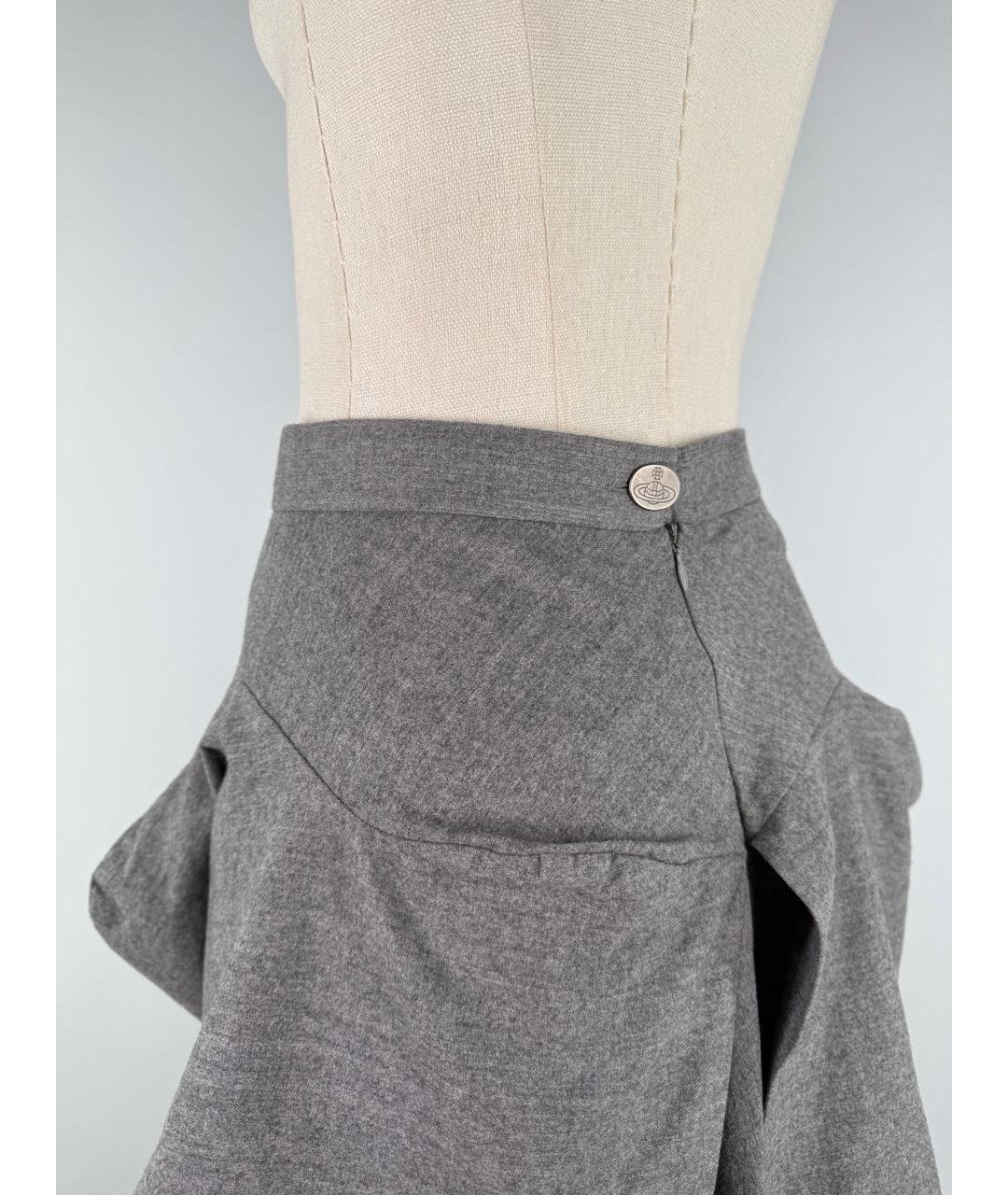 VIVIENNE WESTWOOD Серая шерстяная юбка миди, фото 4