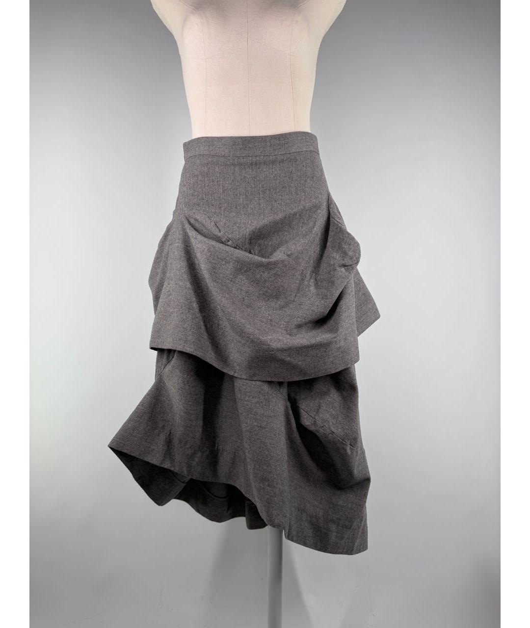 VIVIENNE WESTWOOD Серая шерстяная юбка миди, фото 9