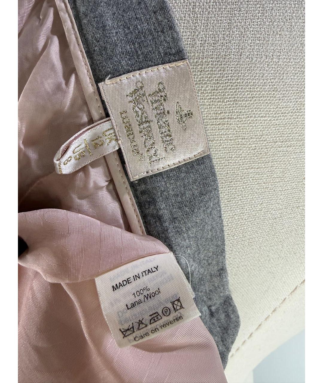 VIVIENNE WESTWOOD Серая шерстяная юбка миди, фото 7