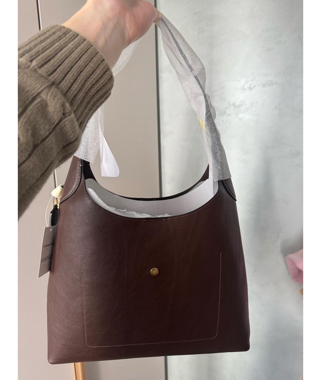 COACH Коричневая кожаная сумка тоут, фото 4