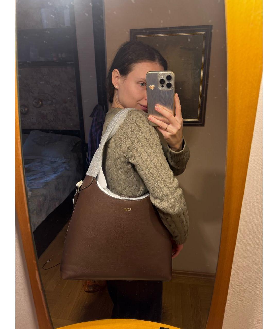 COACH Коричневая кожаная сумка тоут, фото 6