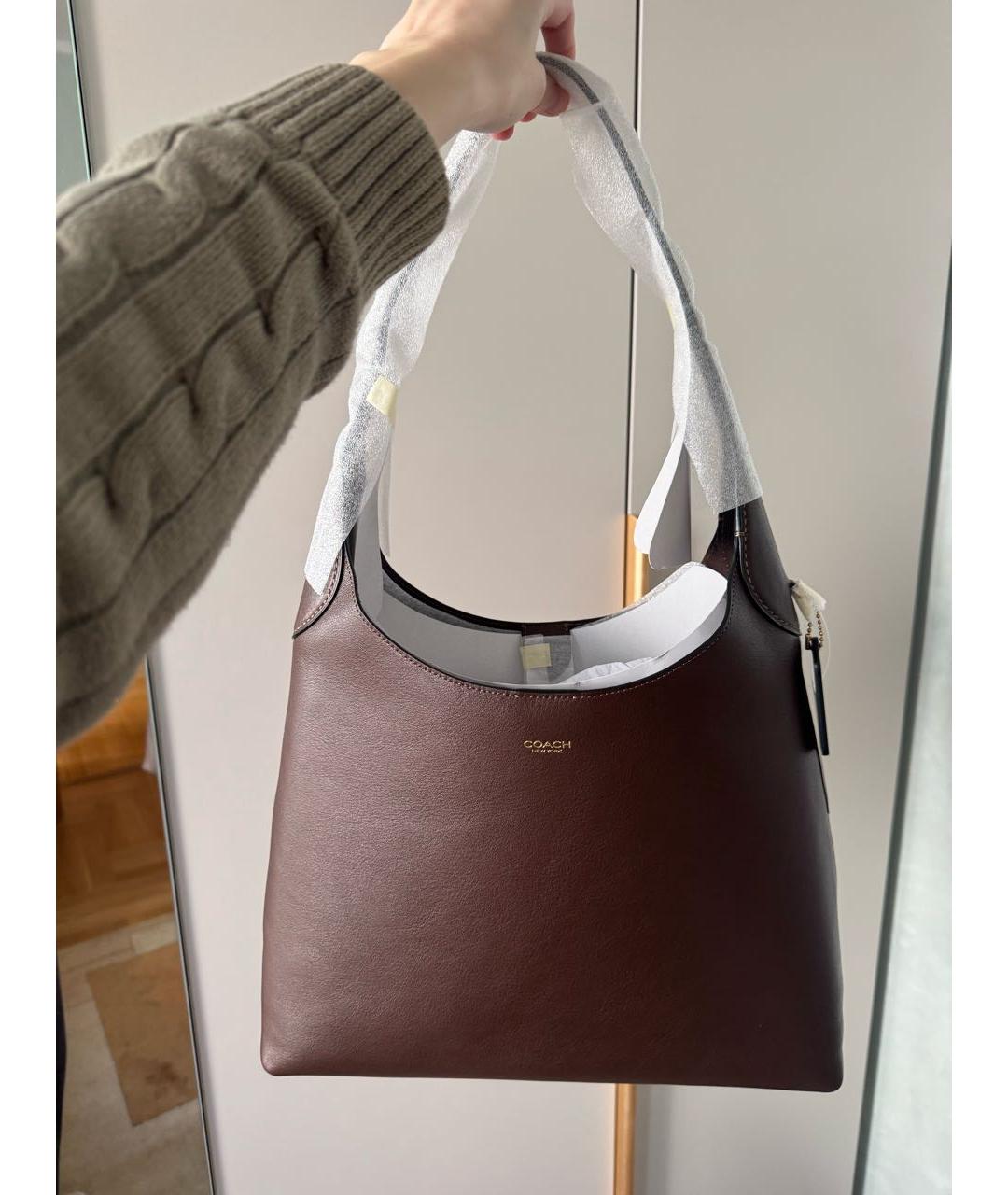 COACH Коричневая кожаная сумка тоут, фото 3