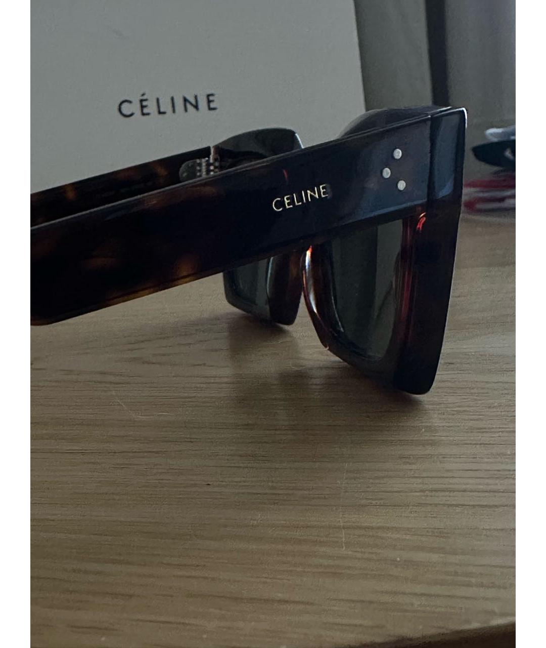 CELINE Коричневые пластиковые солнцезащитные очки, фото 3