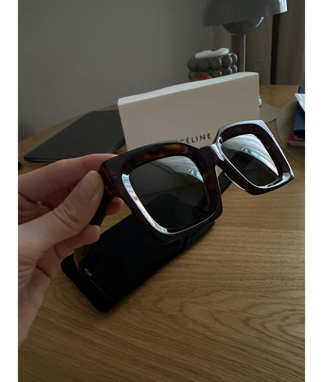 CELINE Коричневые пластиковые солнцезащитные очки, фото 6