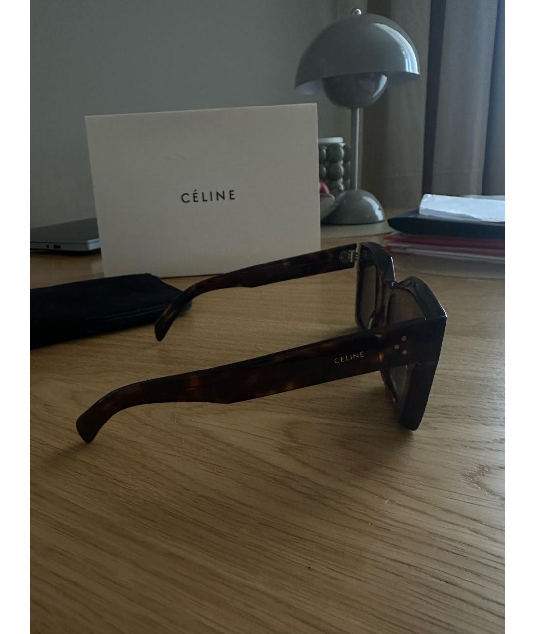 CELINE Коричневые пластиковые солнцезащитные очки, фото 2