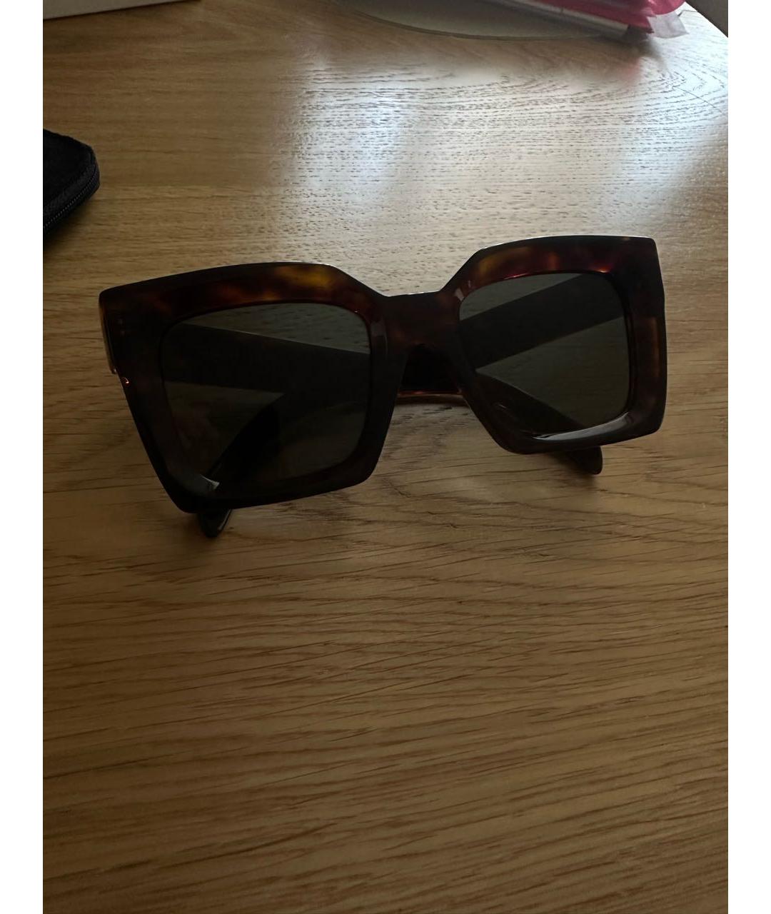 CELINE Коричневые пластиковые солнцезащитные очки, фото 8
