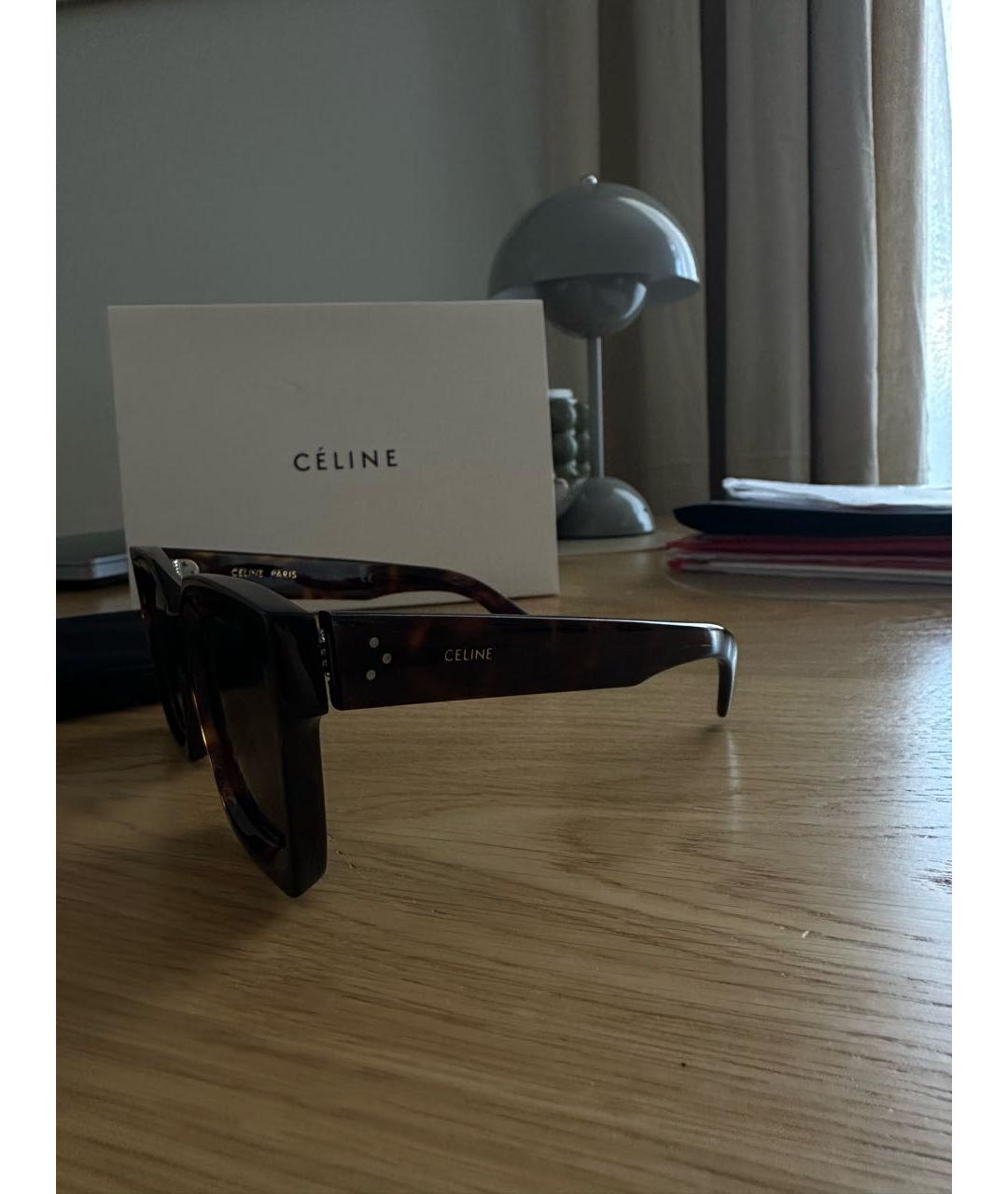 CELINE Коричневые пластиковые солнцезащитные очки, фото 7