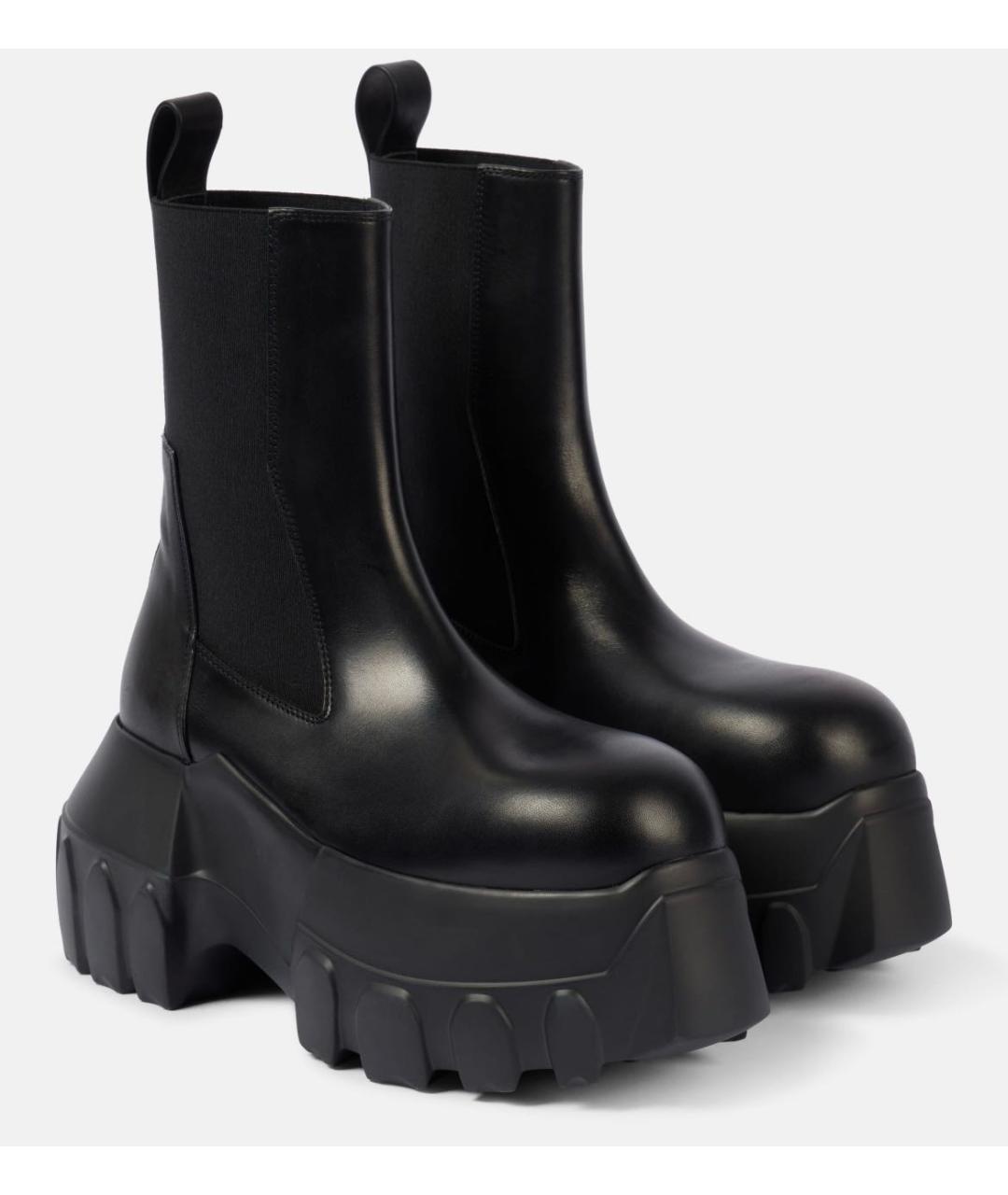 RICK OWENS Черные кожаные высокие ботинки, фото 2