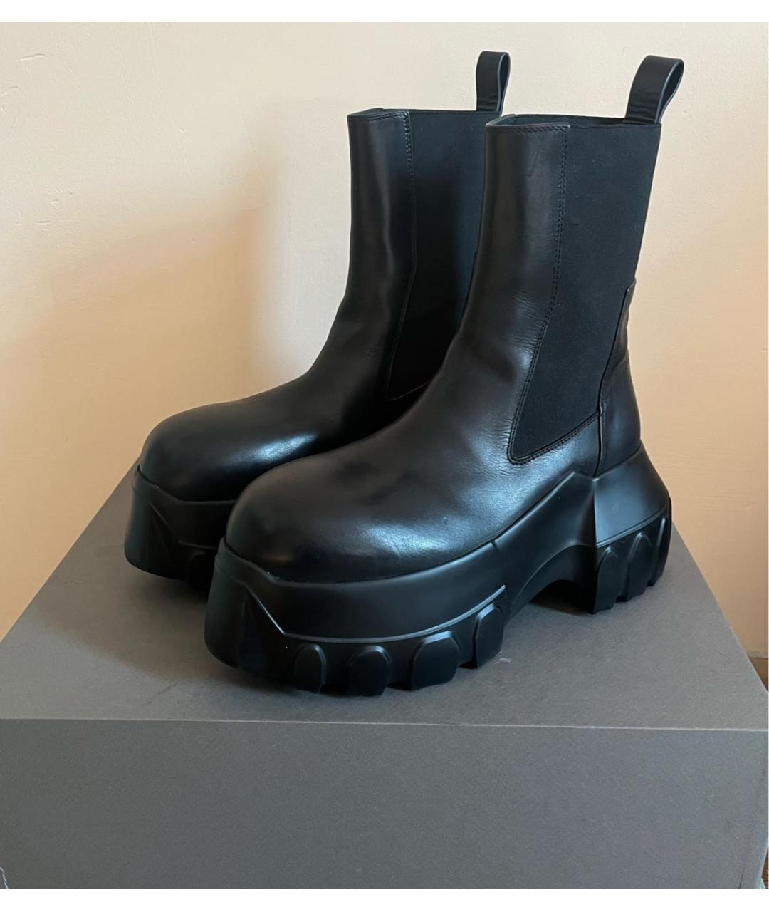 RICK OWENS Черные кожаные высокие ботинки, фото 3