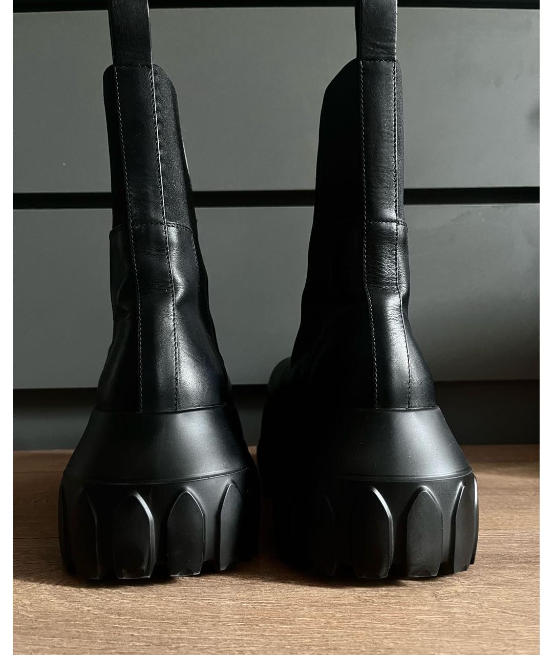 RICK OWENS Черные кожаные высокие ботинки, фото 4