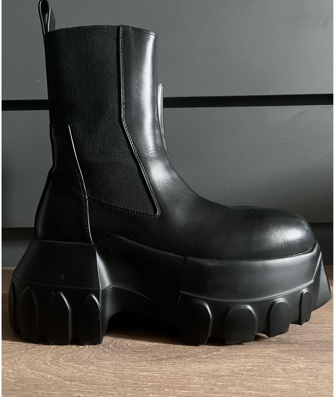 RICK OWENS Черные кожаные высокие ботинки, фото 5