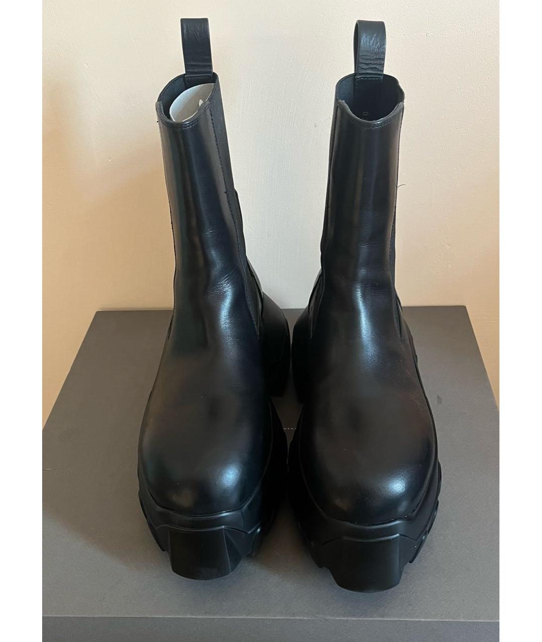 RICK OWENS Черные кожаные высокие ботинки, фото 4