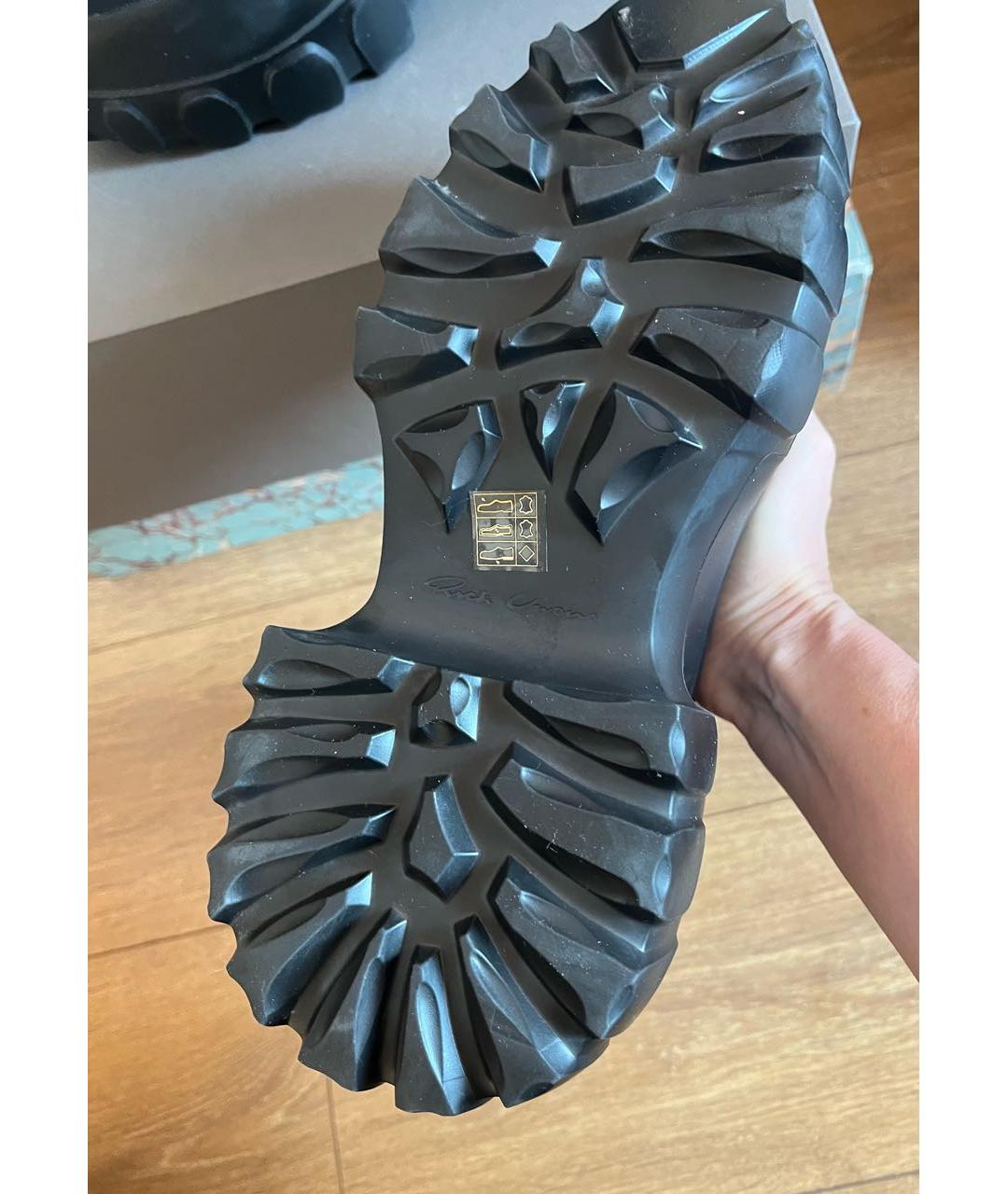 RICK OWENS Черные кожаные высокие ботинки, фото 6