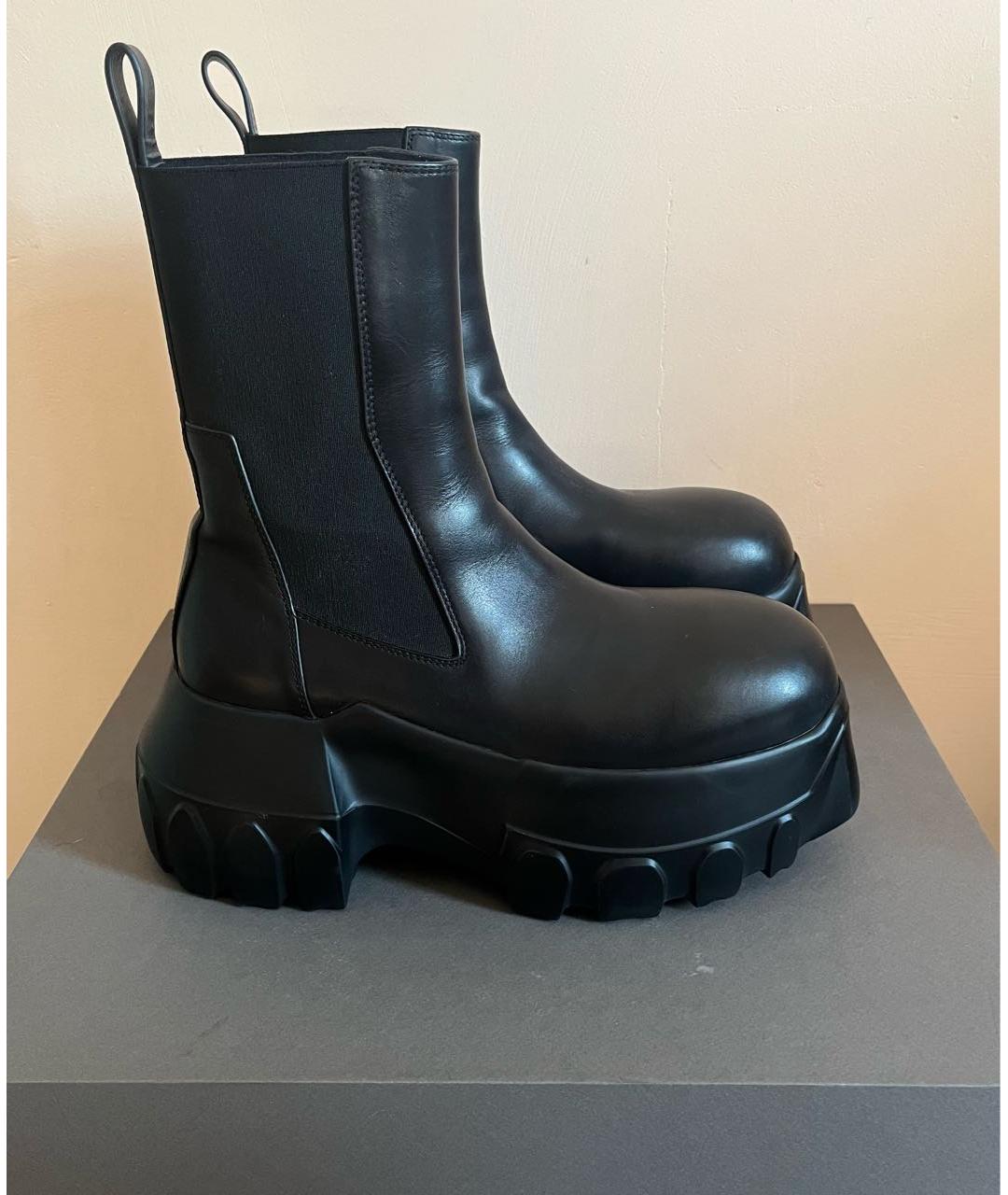 RICK OWENS Черные кожаные высокие ботинки, фото 9