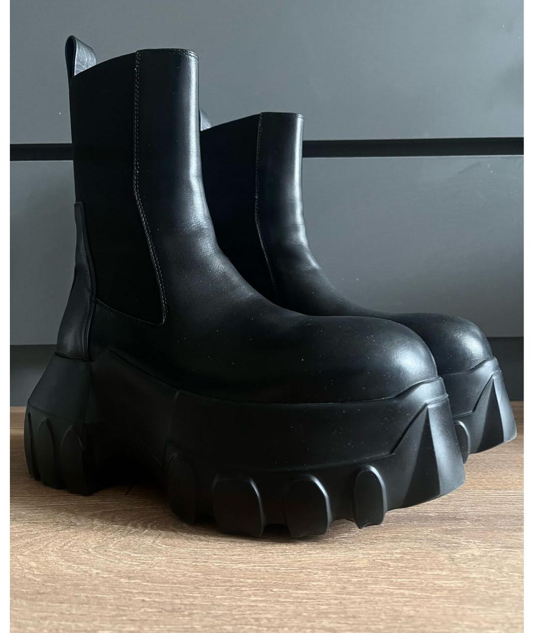 RICK OWENS Черные кожаные высокие ботинки, фото 3