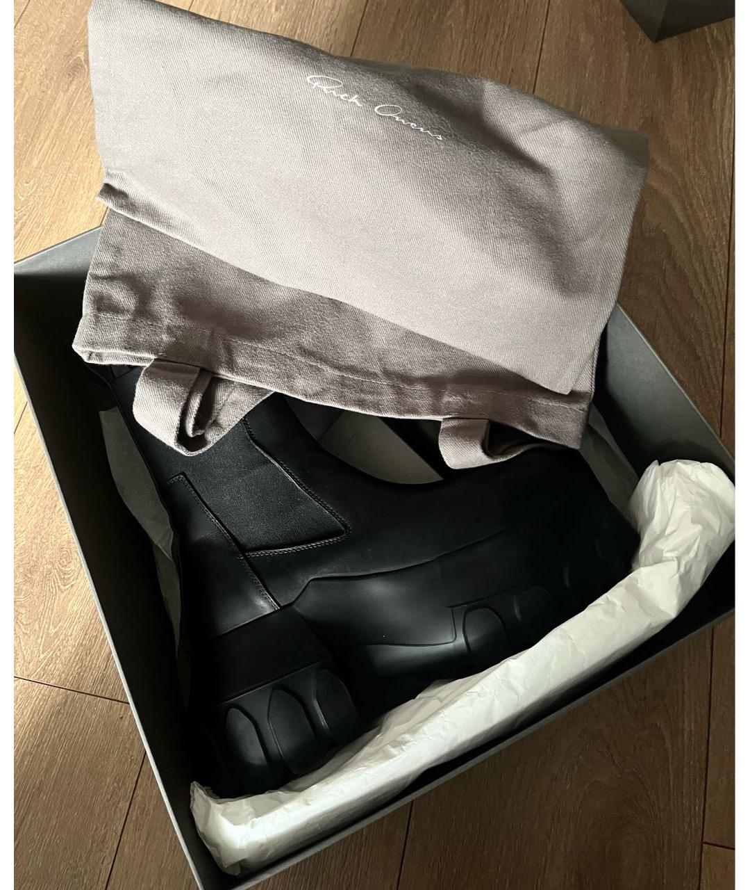 RICK OWENS Черные кожаные высокие ботинки, фото 6
