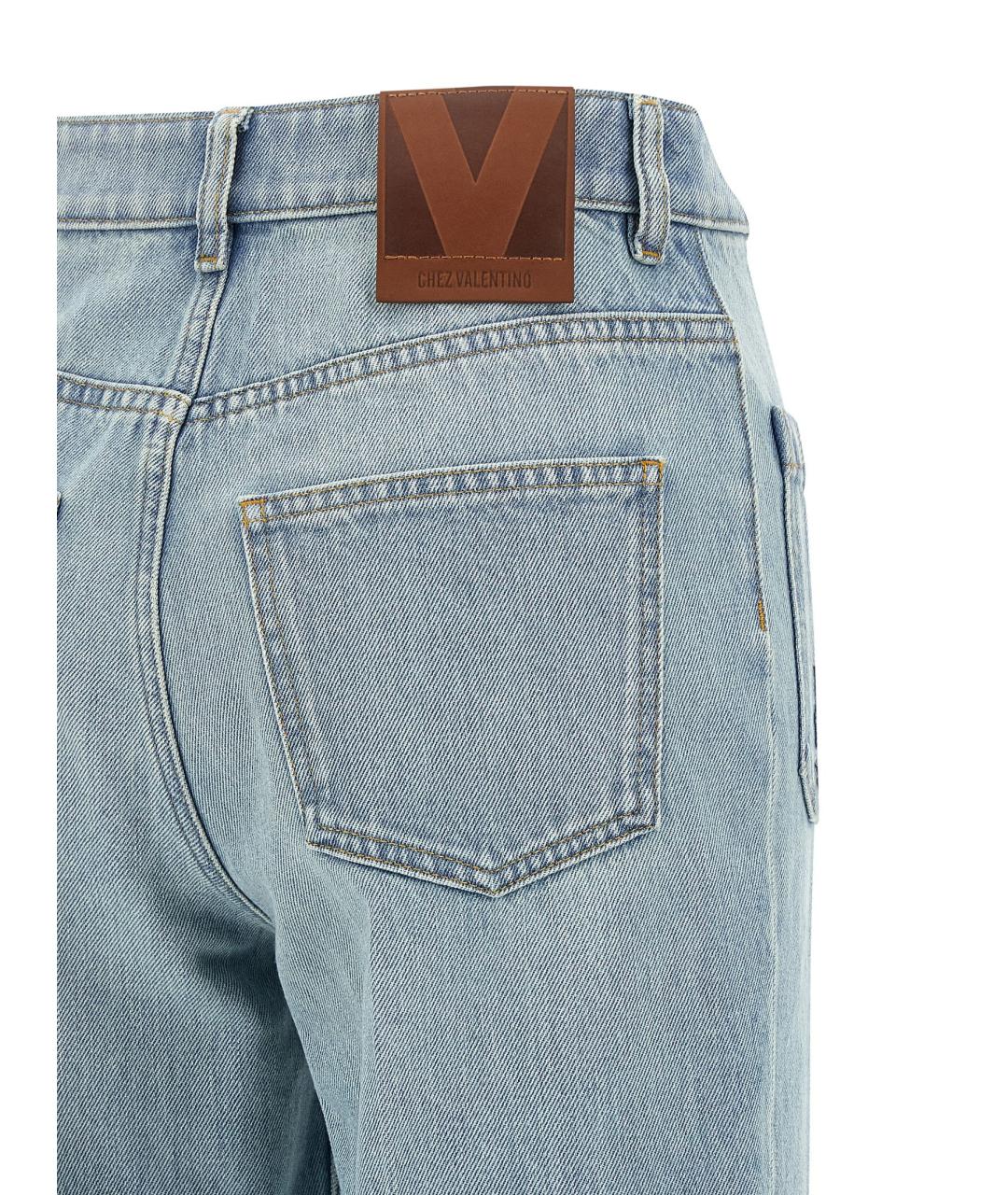 VALENTINO Голубые хлопковые джинсы клеш, фото 4