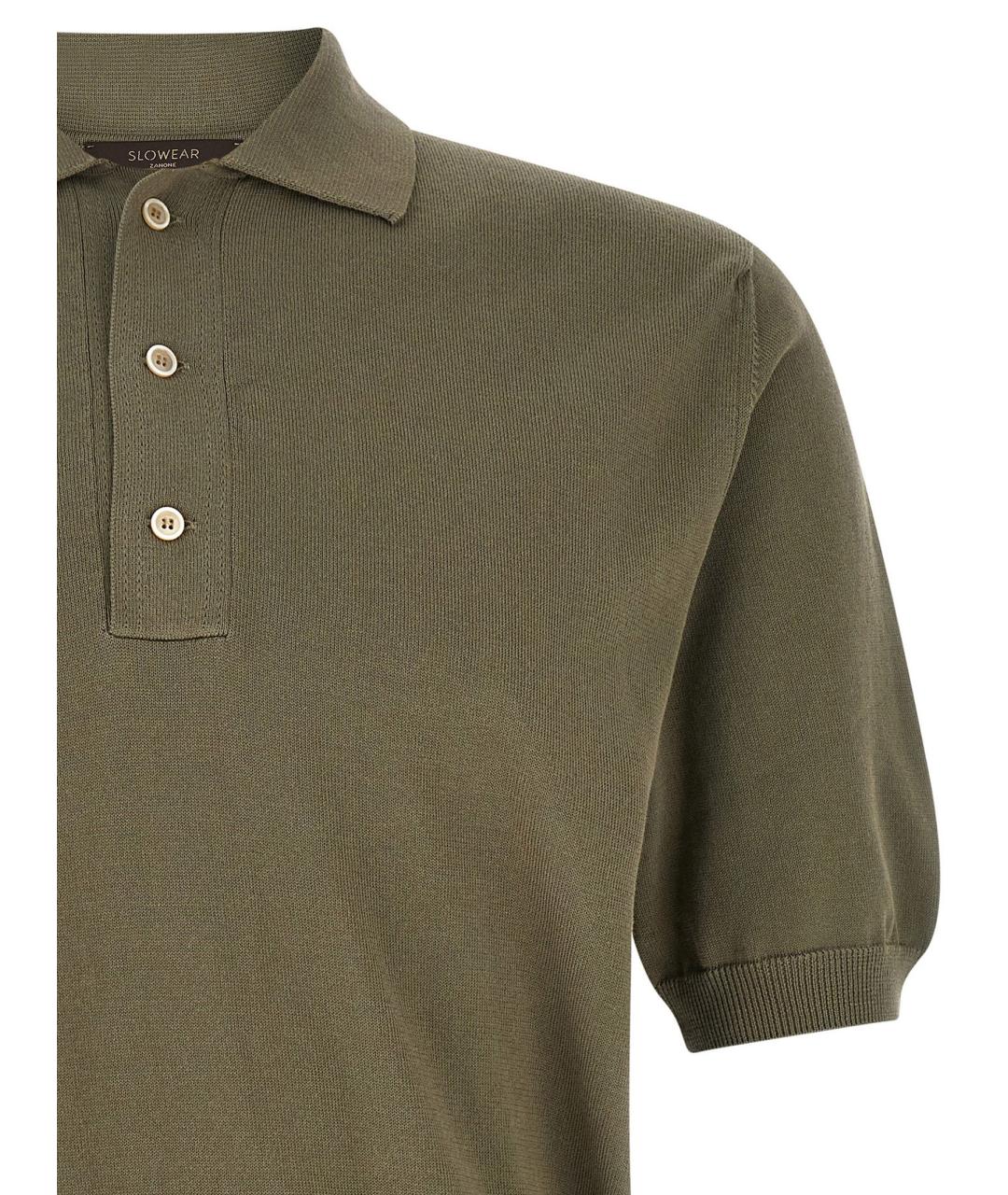 ZANONE Зеленые хлопковое поло с коротким рукавом, фото 3