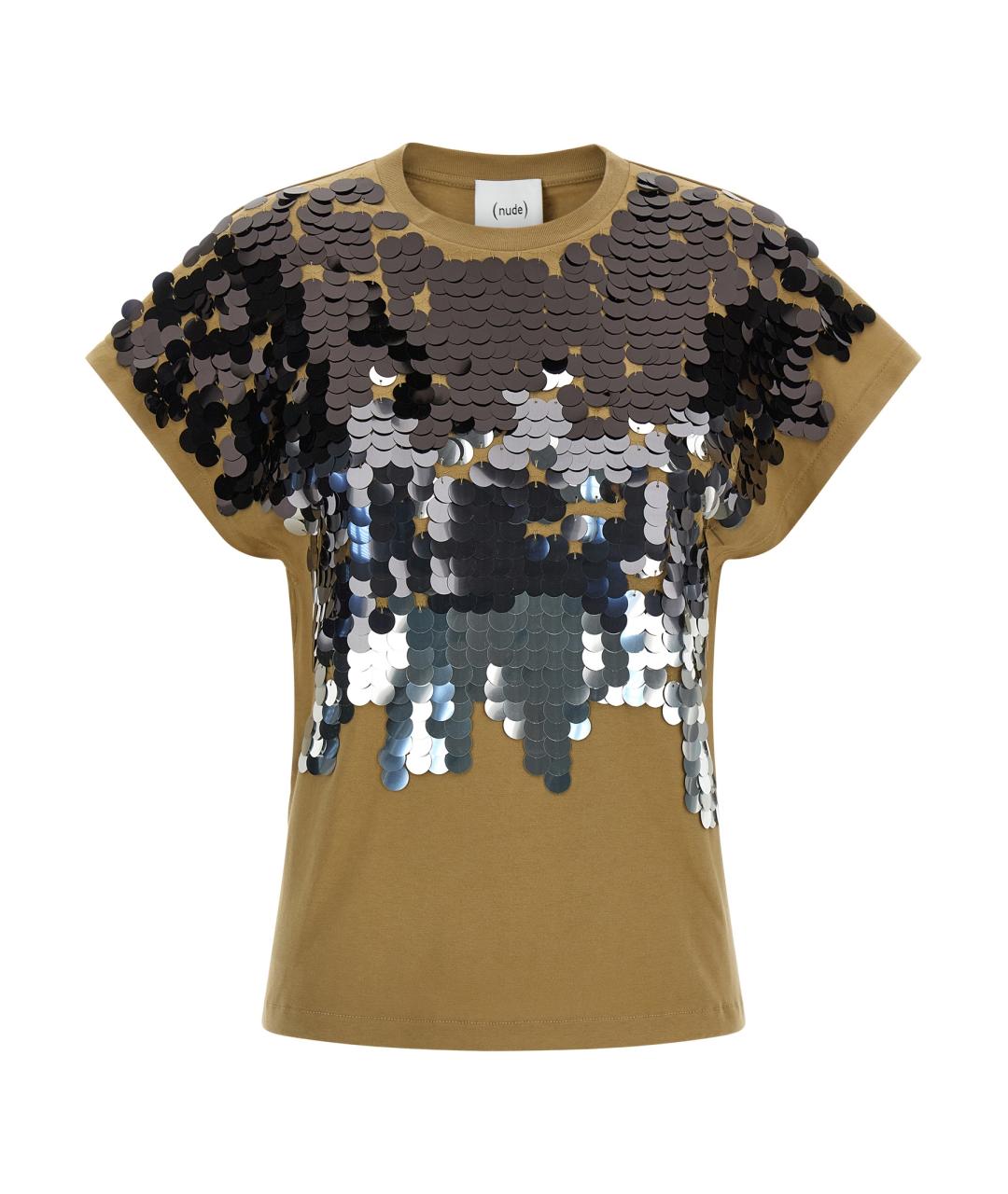 NUDE Коричневая хлопковая футболка, фото 1