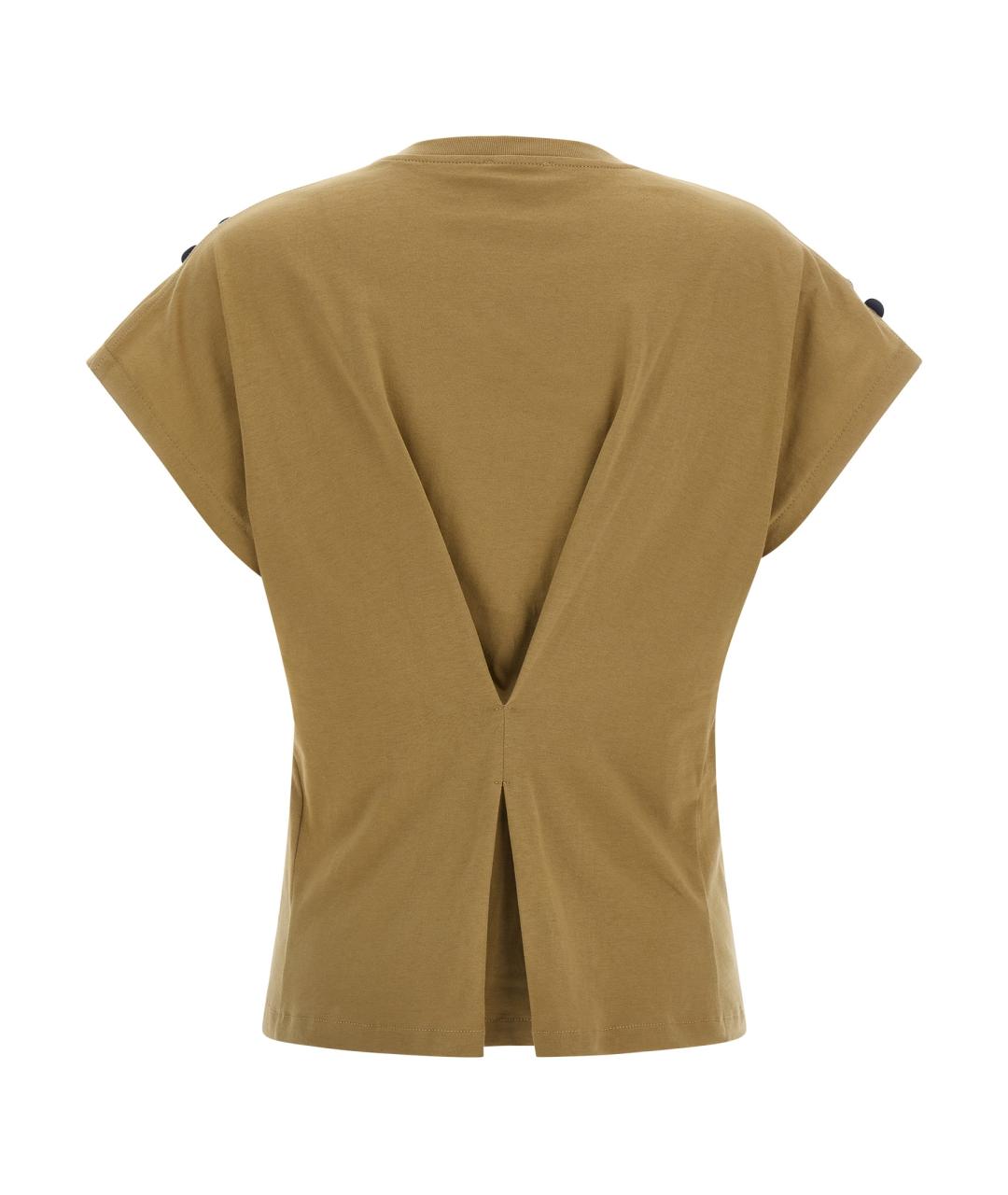 NUDE Коричневая хлопковая футболка, фото 2