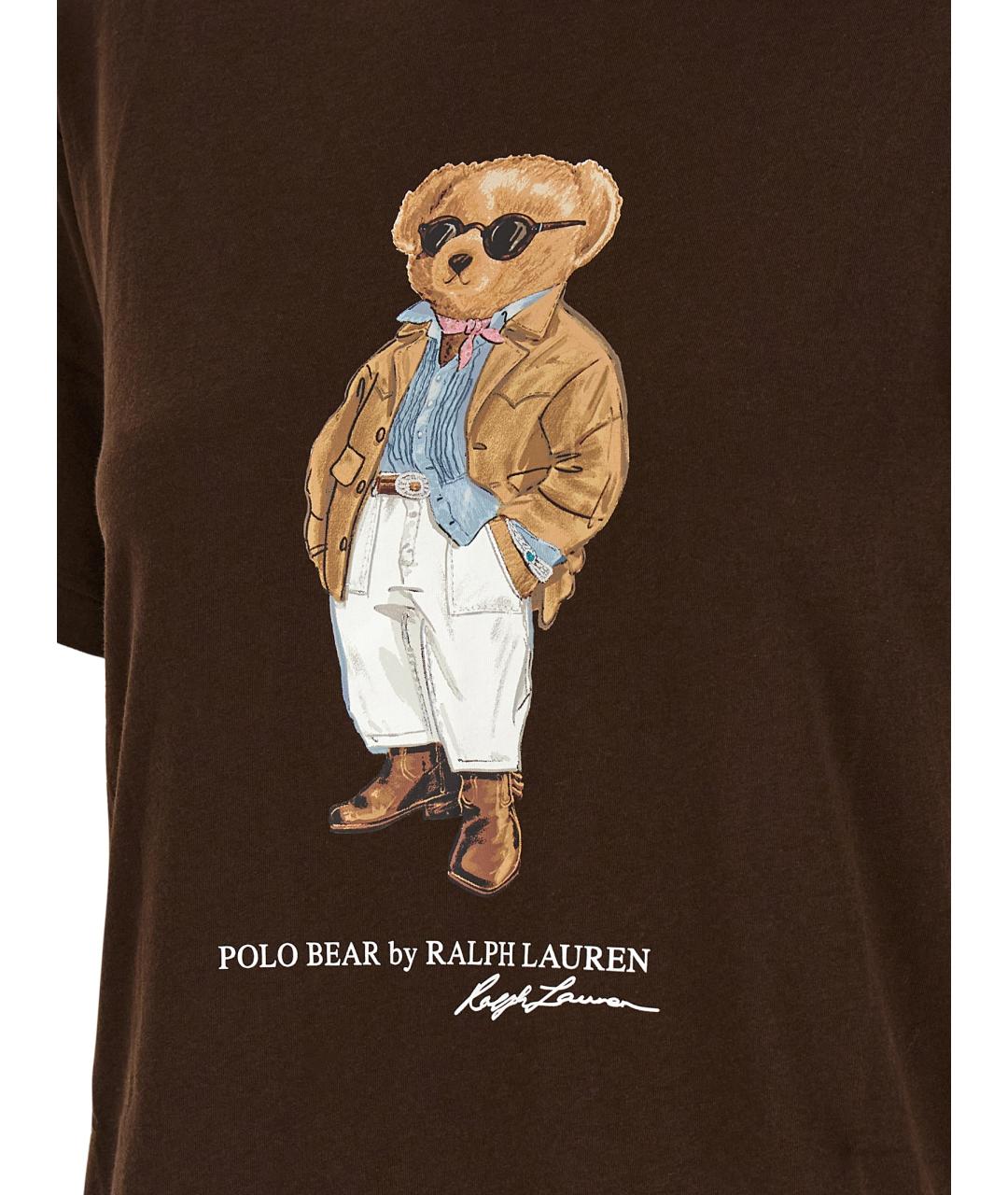 POLO RALPH LAUREN Коричневая хлопковая футболка, фото 4