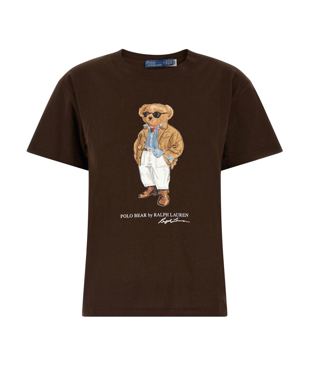 POLO RALPH LAUREN Коричневая хлопковая футболка, фото 1