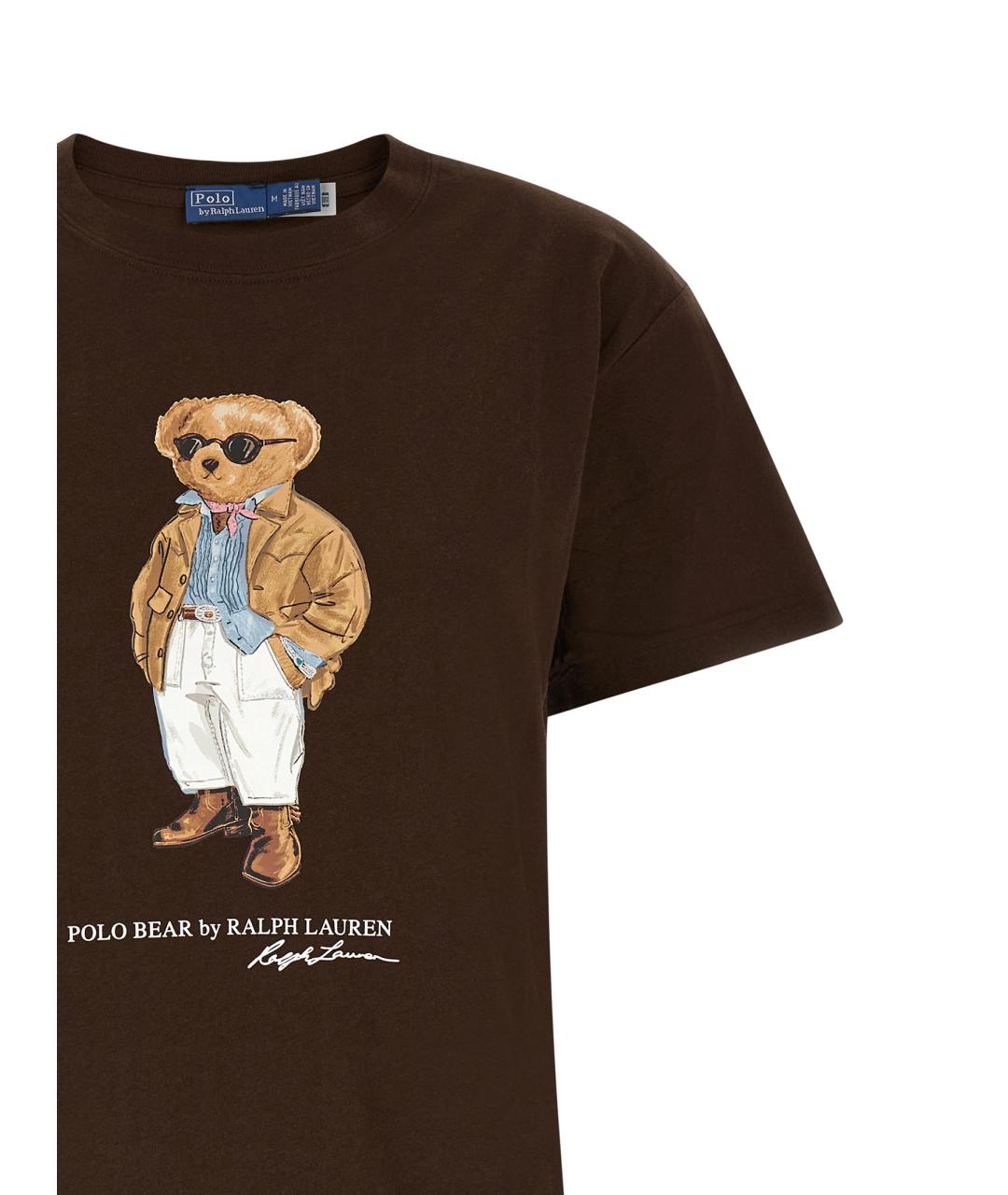 POLO RALPH LAUREN Коричневая хлопковая футболка, фото 3