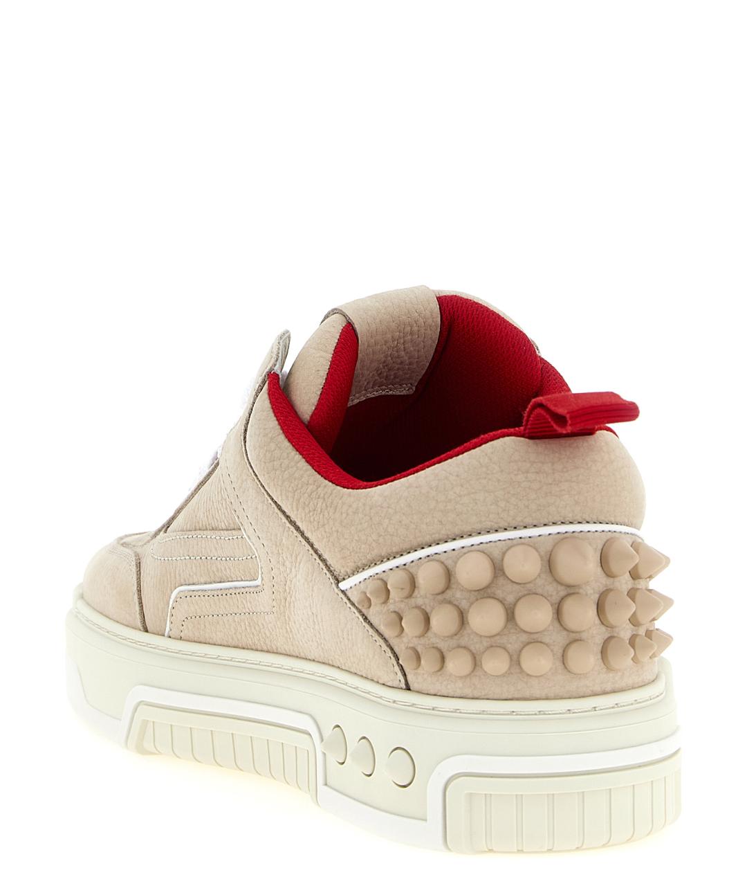 CHRISTIAN LOUBOUTIN Бежевые кожаные низкие кроссовки / кеды, фото 3