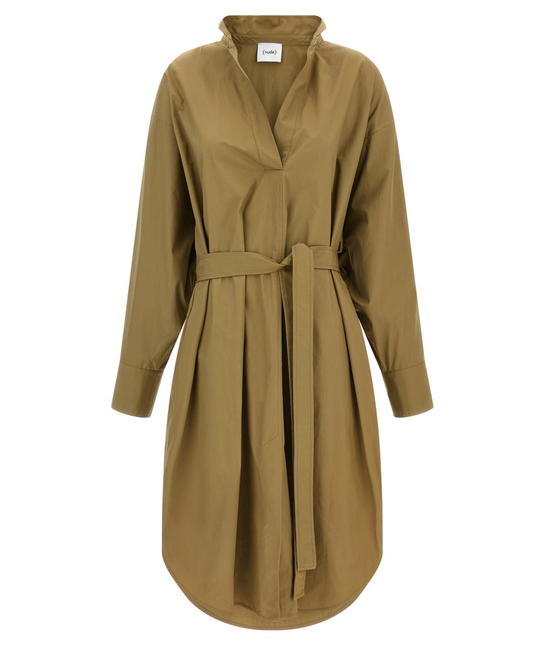 NUDE Коричневое хлопковое повседневное платье, фото 1
