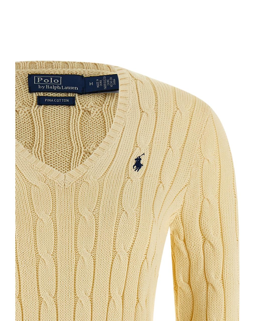 POLO RALPH LAUREN Желтый хлопковый джемпер / свитер, фото 3