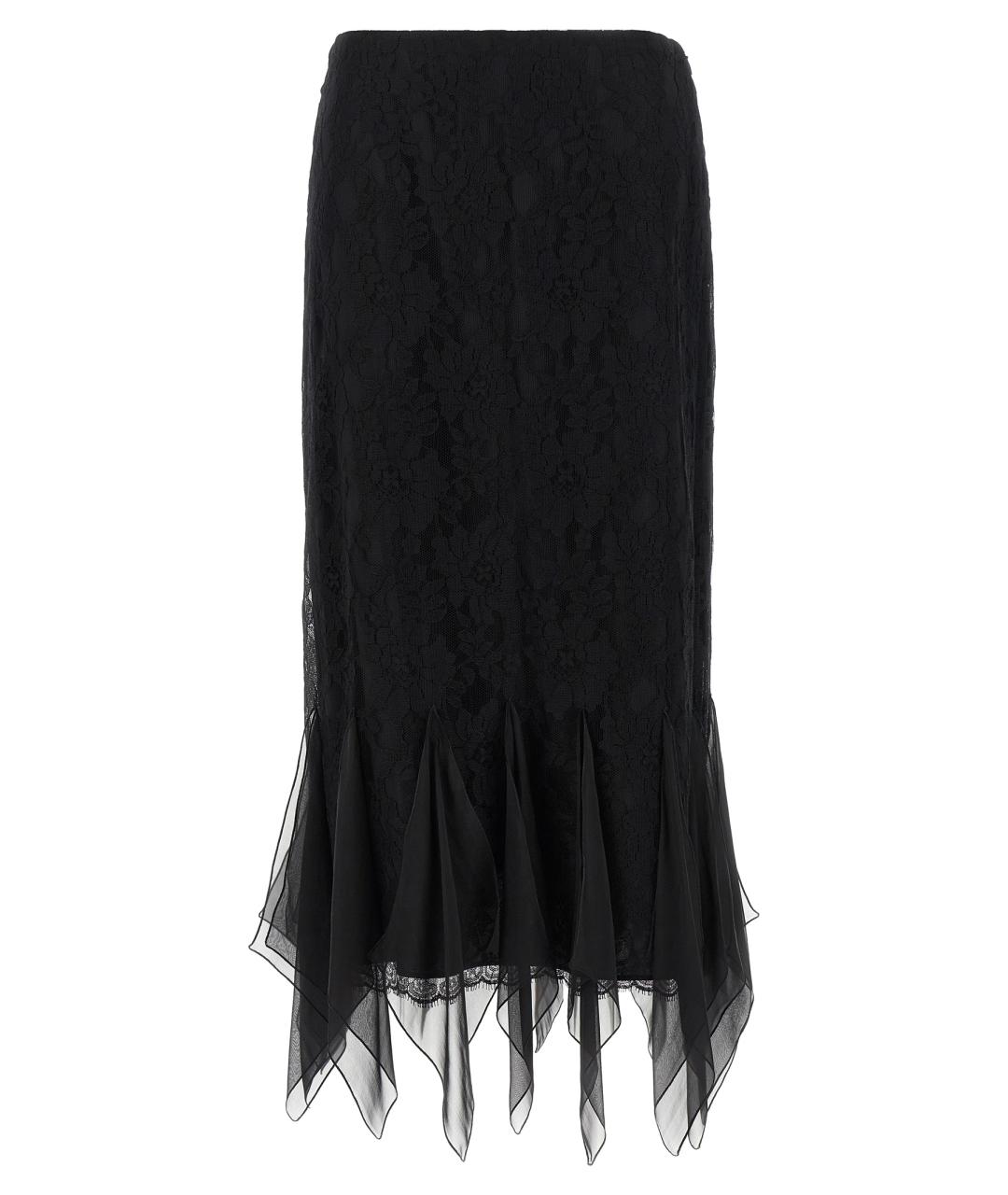 VALENTINO Черная хлопковая юбка миди, фото 1
