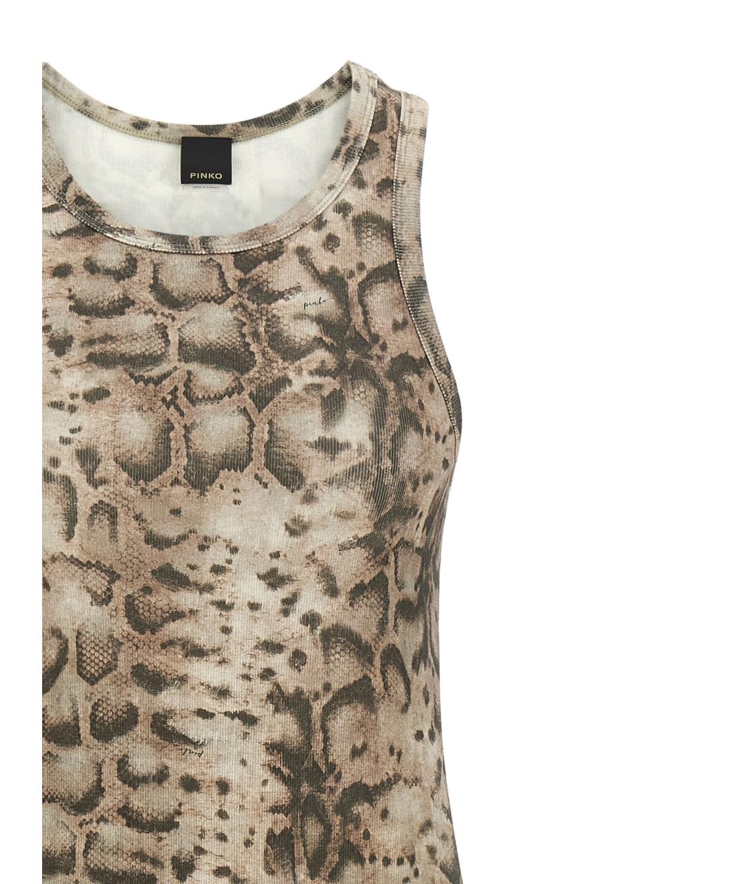 PINKO Бежевое хлопковое повседневное платье, фото 3