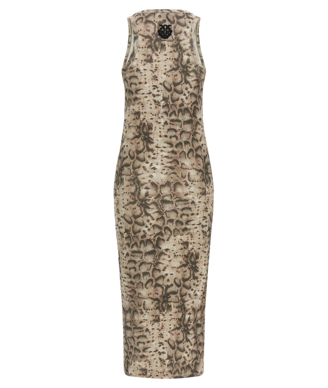 PINKO Бежевое хлопковое повседневное платье, фото 2