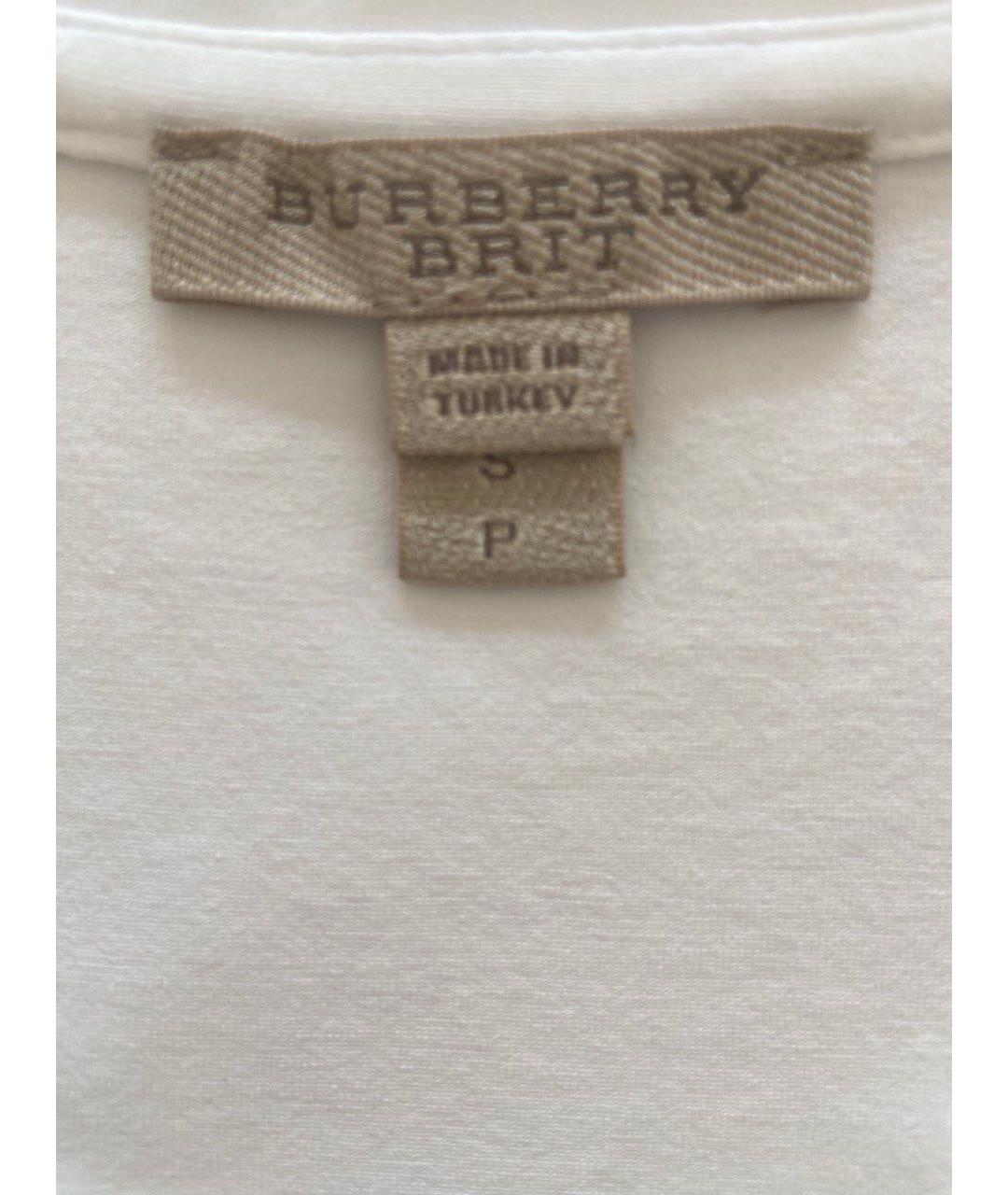 BURBERRY BRIT Белая хлопко-эластановая футболка, фото 4